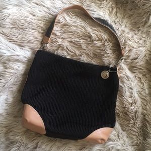 The sak Black and Tan knit shoulder bag leather